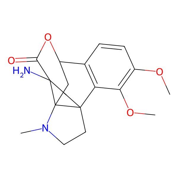 2D Structure of 11-Amino-3,4-dimethoxy-13-methyl-9-oxa-13-azapentacyclo[9.4.2.18,12.01,12.02,7]octadeca-2(7),3,5-trien-10-one