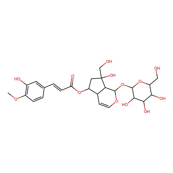 2D Structure of [(1S,4aR,5R,7S,7aS)-7-hydroxy-7-(hydroxymethyl)-1-[(2S,3S,5R)-3,4,5-trihydroxy-6-(hydroxymethyl)oxan-2-yl]oxy-4a,5,6,7a-tetrahydro-1H-cyclopenta[c]pyran-5-yl] (E)-3-(3-hydroxy-4-methoxyphenyl)prop-2-enoate