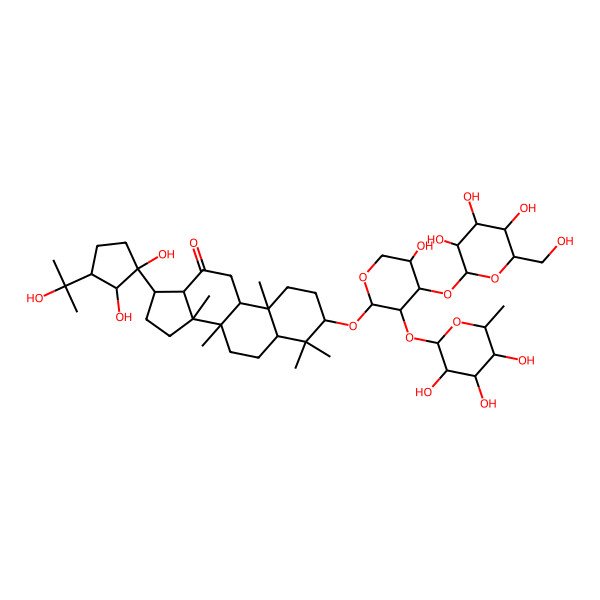 2D Structure of 17-[1,2-Dihydroxy-3-(2-hydroxypropan-2-yl)cyclopentyl]-3-[5-hydroxy-4-[3,4,5-trihydroxy-6-(hydroxymethyl)oxan-2-yl]oxy-3-(3,4,5-trihydroxy-6-methyloxan-2-yl)oxyoxan-2-yl]oxy-4,4,8,10,14-pentamethyl-1,2,3,5,6,7,9,11,13,15,16,17-dodecahydrocyclopenta[a]phenanthren-12-one