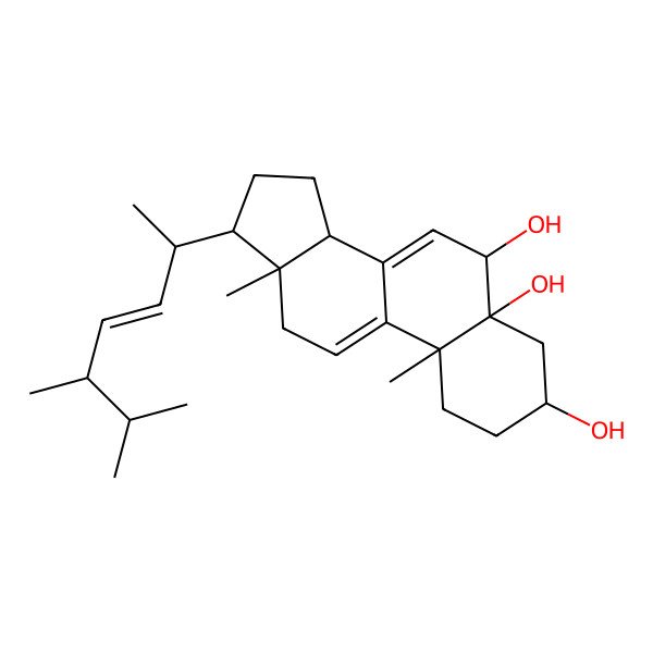 2D Structure of 17-(5,6-Dimethylhept-3-en-2-yl)-10,13-dimethyl-1,2,3,4,6,12,14,15,16,17-decahydrocyclopenta[a]phenanthrene-3,5,6-triol