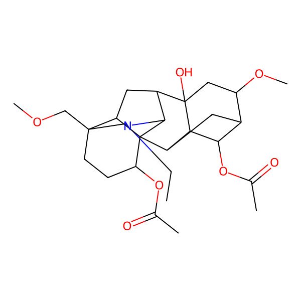 2D Structure of [(1S,2R,3R,4S,5R,6S,8S,9S,10R,13S,16S,17R)-4-acetyloxy-11-ethyl-8-hydroxy-6-methoxy-13-(methoxymethyl)-11-azahexacyclo[7.7.2.12,5.01,10.03,8.013,17]nonadecan-16-yl] acetate