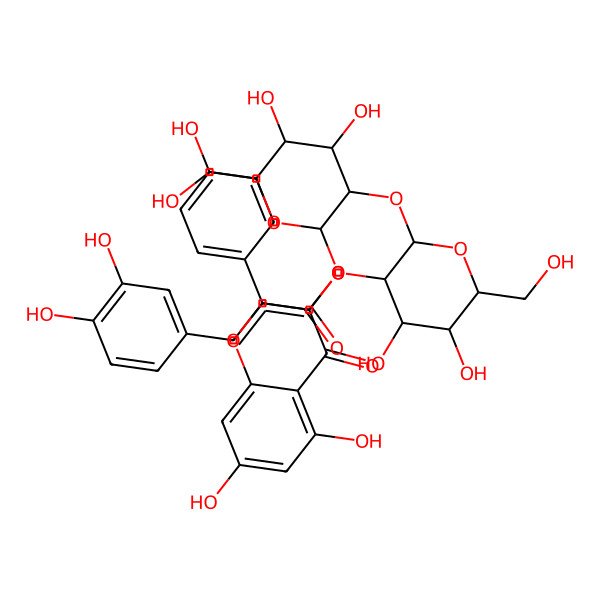 2D Structure of [2-[2-[5,7-Dihydroxy-2-(4-hydroxyphenyl)-4-oxochromen-3-yl]oxy-4,5-dihydroxy-6-(hydroxymethyl)oxan-3-yl]oxy-4,5-dihydroxy-6-(hydroxymethyl)oxan-3-yl] 3-(3,4-dihydroxyphenyl)prop-2-enoate