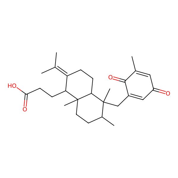 2D Structure of 3-[(1S,4aR,5S,6S,8aS)-5,6,8a-trimethyl-5-[(5-methyl-3,6-dioxocyclohexa-1,4-dien-1-yl)methyl]-2-propan-2-ylidene-3,4,4a,6,7,8-hexahydro-1H-naphthalen-1-yl]propanoic acid