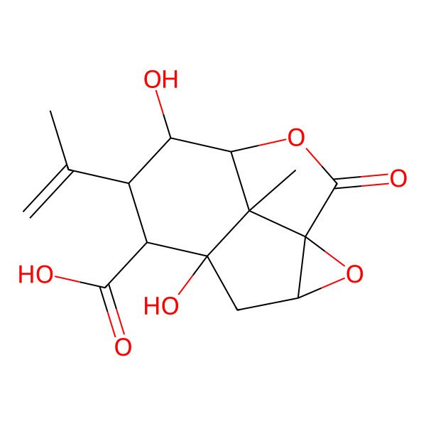 2D Structure of 5,8-Dihydroxy-12-methyl-2-oxo-6-prop-1-en-2-yl-3,11-dioxatetracyclo[6.3.1.01,10.04,12]dodecane-7-carboxylic acid