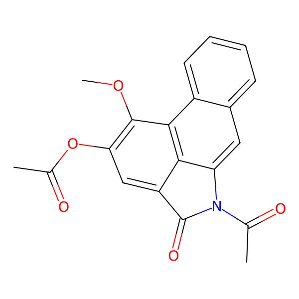 2D Structure of (10-Acetyl-15-methoxy-11-oxo-10-azatetracyclo[7.6.1.02,7.012,16]hexadeca-1(16),2,4,6,8,12,14-heptaen-14-yl) acetate