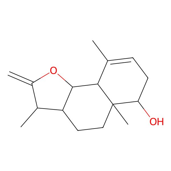 2D Structure of (3S,3aS,5aR,6R,9aS,9bS)-3,5a,9-trimethyl-2-methylidene-3,3a,4,5,6,7,9a,9b-octahydrobenzo[g][1]benzofuran-6-ol