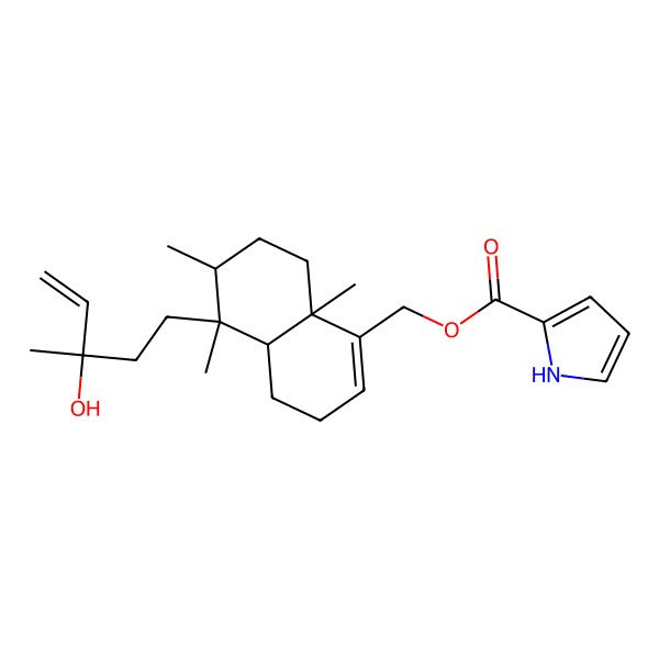 2D Structure of [(4aR,5S,6R,8aS)-5-(3-hydroxy-3-methylpent-4-enyl)-5,6,8a-trimethyl-3,4,4a,6,7,8-hexahydronaphthalen-1-yl]methyl 1H-pyrrole-2-carboxylate