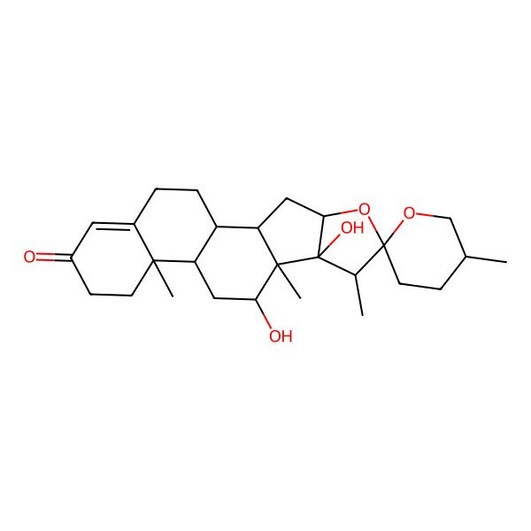 2D Structure of 8,10-Dihydroxy-5',7,9,13-tetramethylspiro[5-oxapentacyclo[10.8.0.02,9.04,8.013,18]icos-17-ene-6,2'-oxane]-16-one