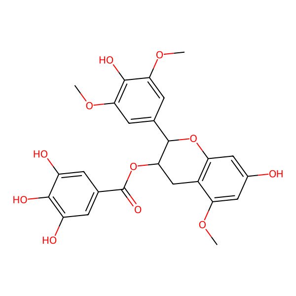 2D Structure of [7-hydroxy-2-(4-hydroxy-3,5-dimethoxyphenyl)-5-methoxy-3,4-dihydro-2H-chromen-3-yl] 3,4,5-trihydroxybenzoate