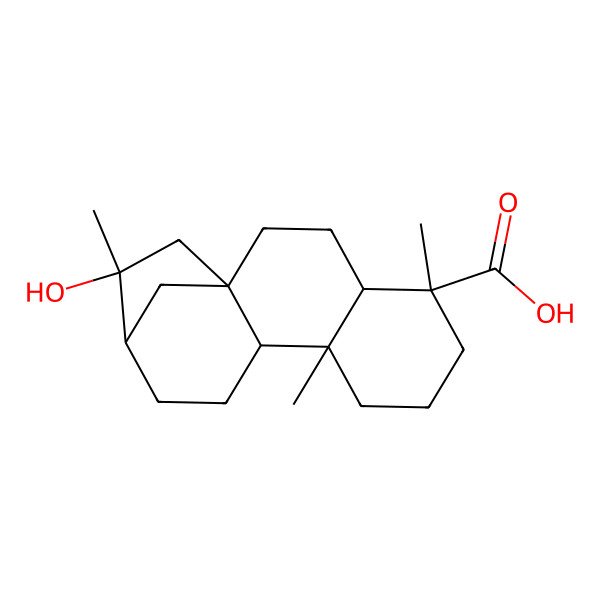 2D Structure of (1S,4S,5S,9S,10R,13R,14S)-14-hydroxy-5,9,14-trimethyltetracyclo[11.2.1.01,10.04,9]hexadecane-5-carboxylic acid