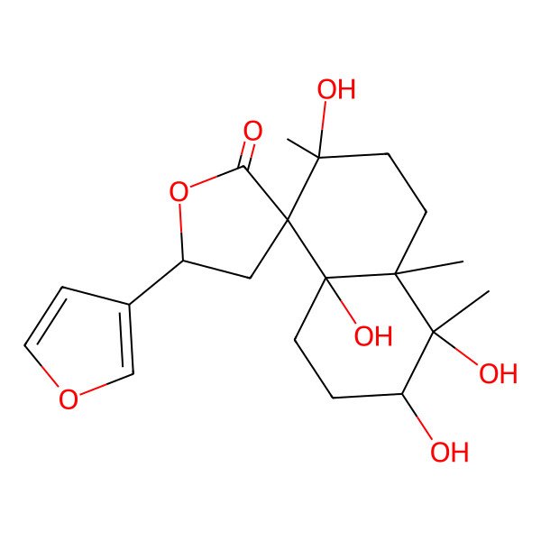 2D Structure of (3R,4R,4aR,5'R,7S,8R,8aR)-5'-(furan-3-yl)-3,4,7,8a-tetrahydroxy-4,4a,7-trimethylspiro[2,3,5,6-tetrahydro-1H-naphthalene-8,3'-oxolane]-2'-one