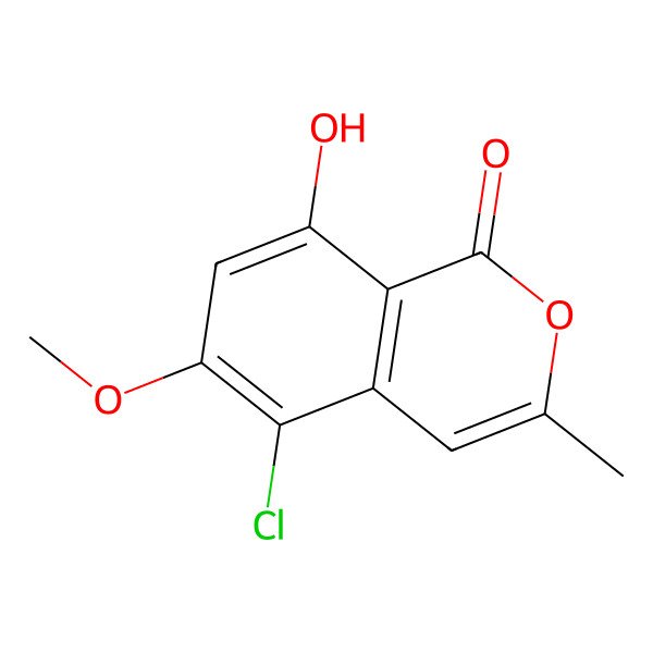 2D Structure of 5-Chloro-8-hydroxy-6-methoxy-3-methyl-1H-2-benzopyran-1-one