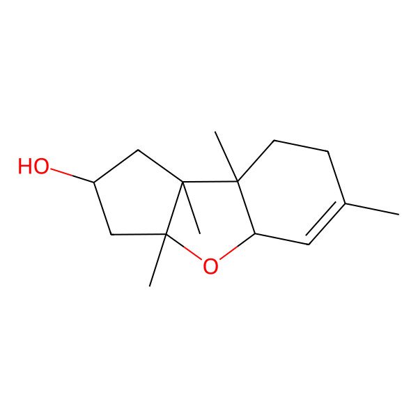 2D Structure of 1H-Cyclopenta(b)benzofuran-2-ol, 2,3,3a,4a,7,8,8a,8b-octahydro-3a,6,8a,8b-tetramethyl-
