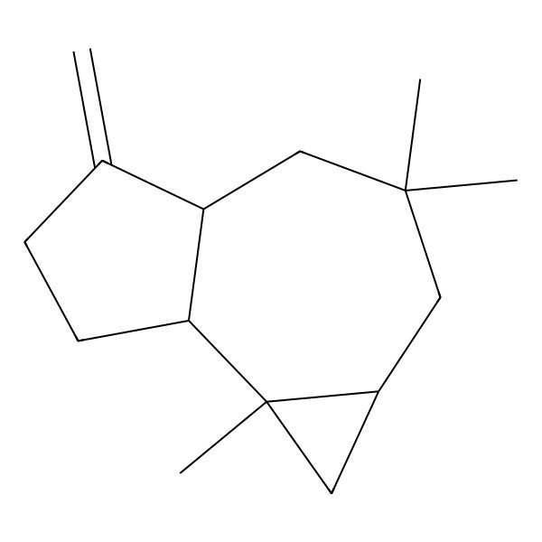 2D Structure of 1H-Cycloprop(e)azulene, decahydro-3,3,7b-trimethyl-5-methylene-, (1aS,4aS,7aR,7bR)-