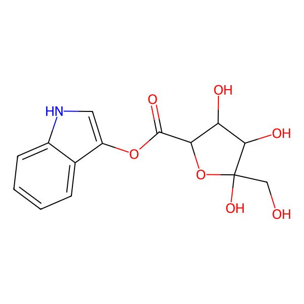 2D Structure of 1H-indol-3-yl (2R,3S,4S,5R)-3,4,5-trihydroxy-5-(hydroxymethyl)oxolane-2-carboxylate 2D Structure of 1H-indol-3-yl (2R,3S,4S,5R)-3,4,5-trihydroxy-5-(hydroxymethyl)oxolane-2-carboxylate