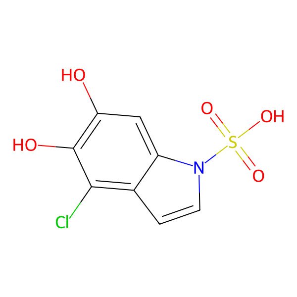 2D Structure of 1H-Indole-1-sulfonic acid, 4-chloro-5,6-dihydroxy-