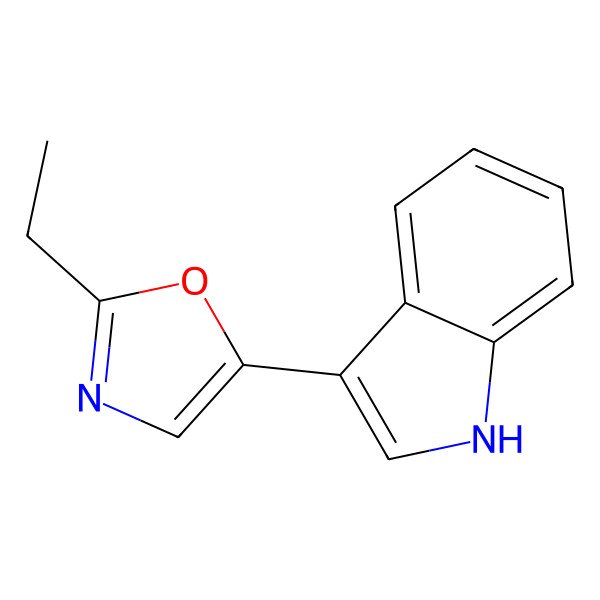 2D Structure of 2-Ethyl-5-(3-indolyl)oxazole