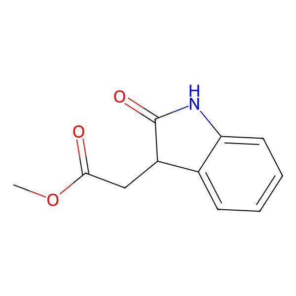 2D Structure of 1H-Indole-3-acetic acid, 2,3-dihydro-2-oxo-, methyl ester