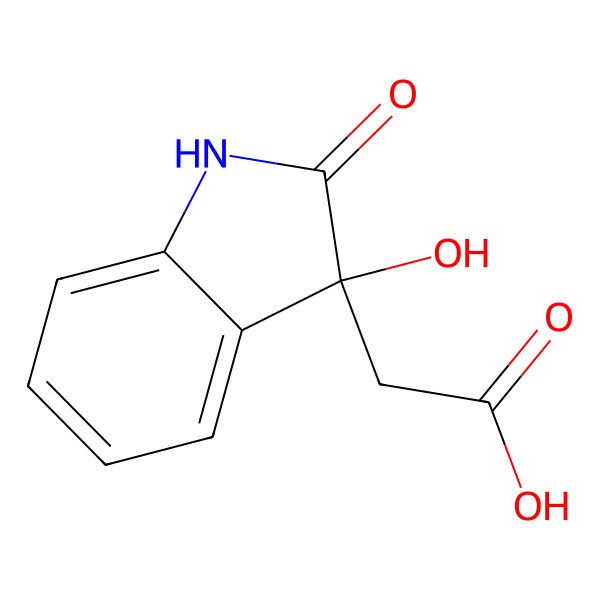 2D Structure of 1H-Indole-3-acetic acid, 2,3-dihydro-3-hydroxy-2-oxo- 2D Structure of 1H-Indole-3-acetic acid, 2,3-dihydro-3-hydroxy-2-oxo-