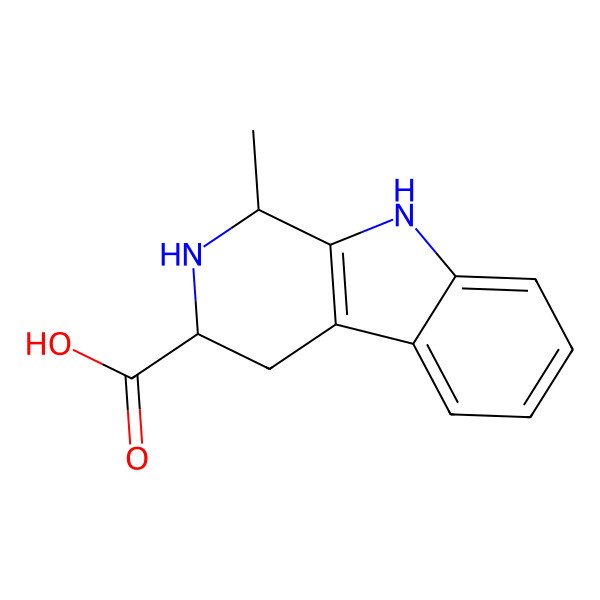2D Structure of 1H-Pyrido(3,4-b)indole-3-carboxylic acid, 2,3,4,9-tetrahydro-1-methyl-, cis-