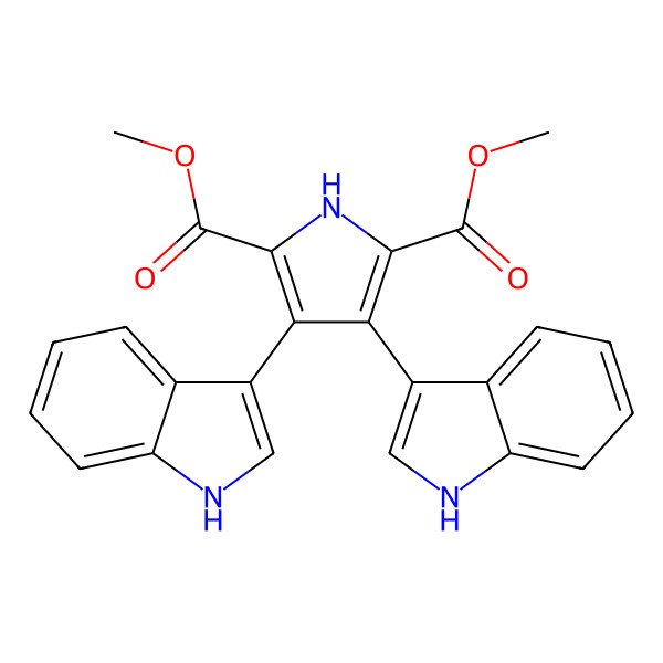 2D Structure of 1H-Pyrrole-2,5-dicarboxylic acid, 3,4-di-1H-indol-3-yl-, dimethyl ester