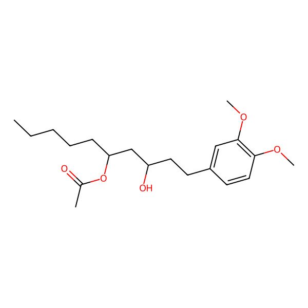 2D Structure of (1R)-1-[(2R)-4-(3,4-dimethoxyphenyl)-2-hydroxybutyl]hexyl rel-acetate