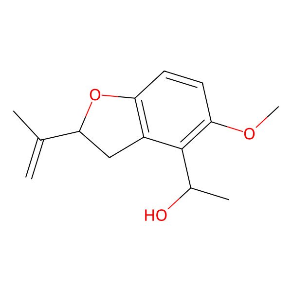 2D Structure of (1R)-1-[(2S)-5-methoxy-2-prop-1-en-2-yl-2,3-dihydro-1-benzofuran-4-yl]ethanol