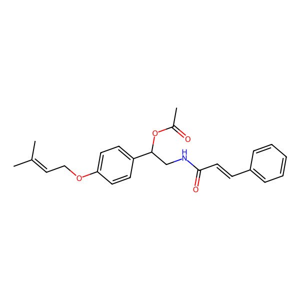 2D Structure of [(1R)-1-[4-(3-methylbut-2-enoxy)phenyl]-2-[[(E)-3-phenylprop-2-enoyl]amino]ethyl] acetate