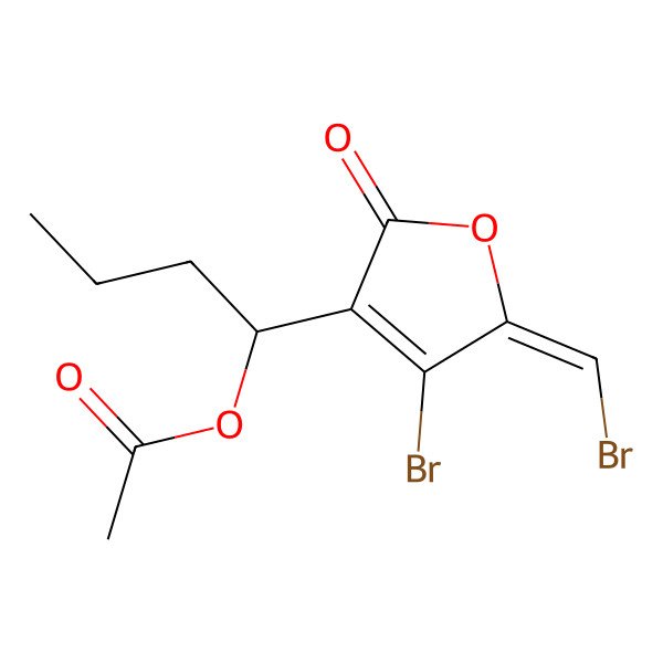 2D Structure of [(1R)-1-[4-bromo-5-(bromomethylidene)-2-oxofuran-3-yl]butyl] acetate
