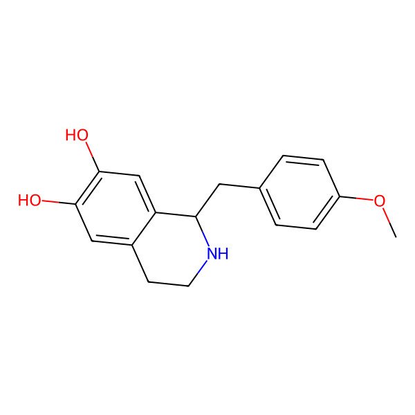 2D Structure of (1R)-1-[(4-methoxyphenyl)methyl]-1,2,3,4-tetrahydroisoquinoline-6,7-diol