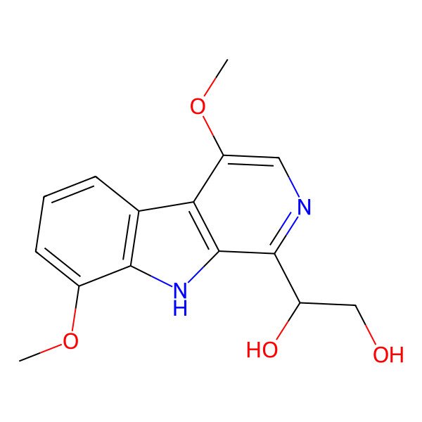 2D Structure of (1R)-1-(4,8-dimethoxy-9H-pyrido[3,4-b]indol-1-yl)ethane-1,2-diol