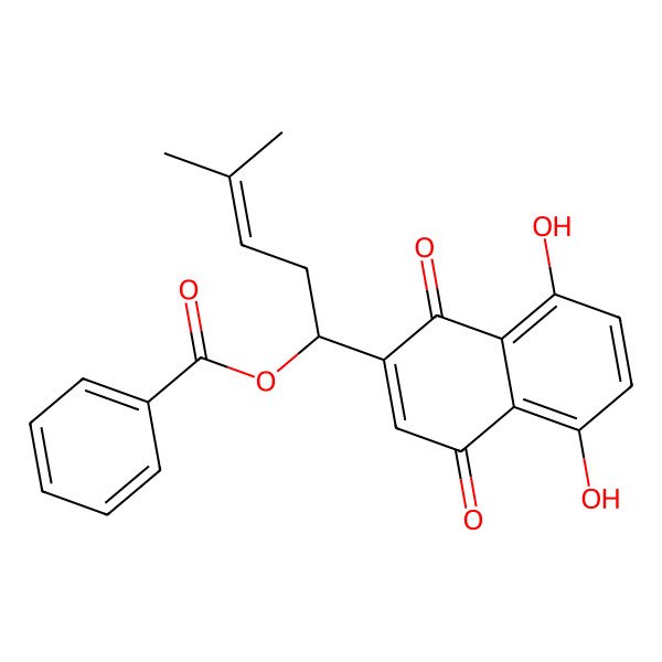 2D Structure of [(1R)-1-(5,8-dihydroxy-1,4-dioxonaphthalen-2-yl)-4-methylpent-3-enyl] benzoate