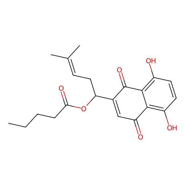 2D Structure of [(1R)-1-(5,8-dihydroxy-1,4-dioxonaphthalen-2-yl)-4-methylpent-3-enyl] pentanoate
