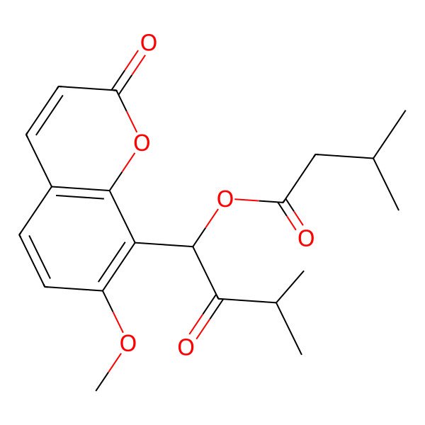 2D Structure of [(1R)-1-(7-methoxy-2-oxochromen-8-yl)-3-methyl-2-oxobutyl] 3-methylbutanoate