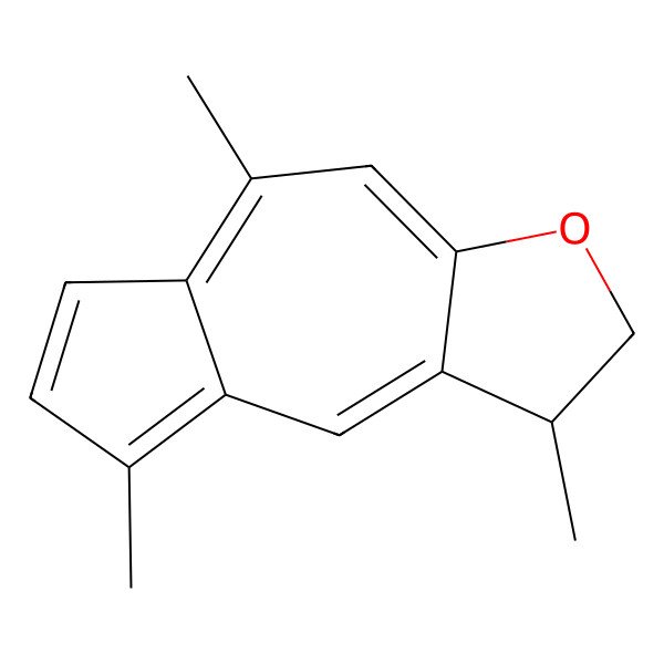 2D Structure of (1R)-1,5,8-trimethyl-1,2-dihydroazuleno[6,5-b]furan