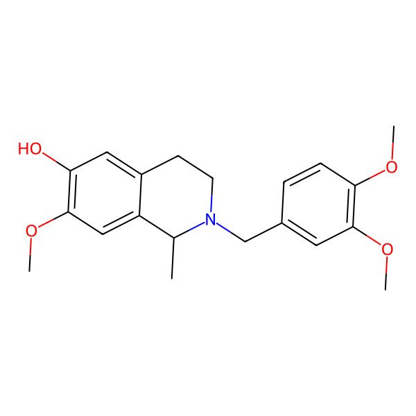 2D Structure of (1R)-2-[(3,4-dimethoxyphenyl)methyl]-7-methoxy-1-methyl-3,4-dihydro-1H-isoquinolin-6-ol
