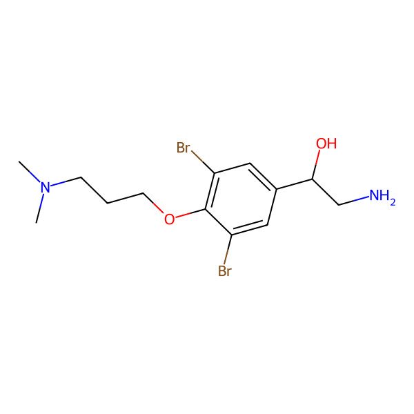 2D Structure of (1R)-2-amino-1-[3,5-dibromo-4-[3-(dimethylamino)propoxy]phenyl]ethanol