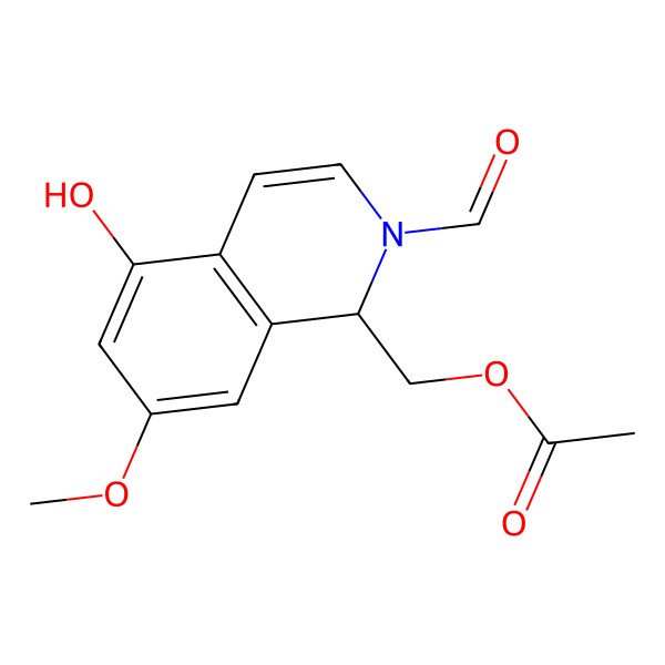 2D Structure of [(1R)-2-formyl-5-hydroxy-7-methoxy-1H-isoquinolin-1-yl]methyl acetate