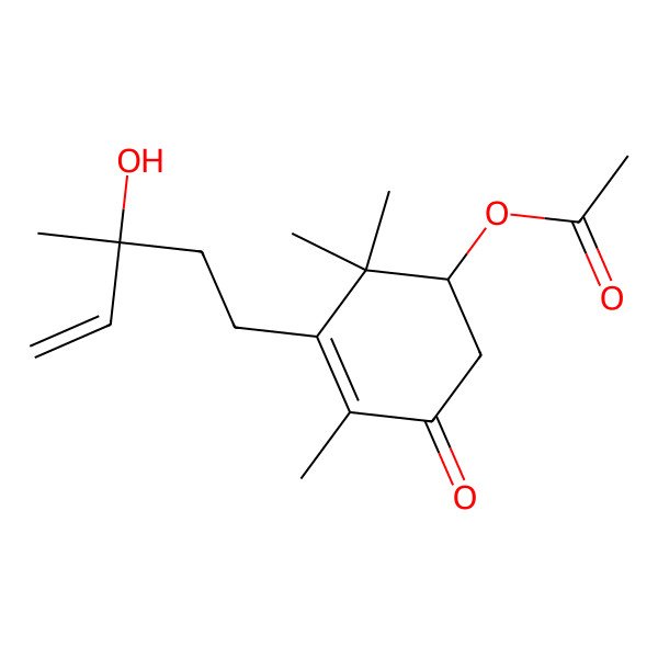 2D Structure of [(1R)-3-[(3S)-3-hydroxy-3-methylpent-4-enyl]-2,2,4-trimethyl-5-oxocyclohex-3-en-1-yl] acetate