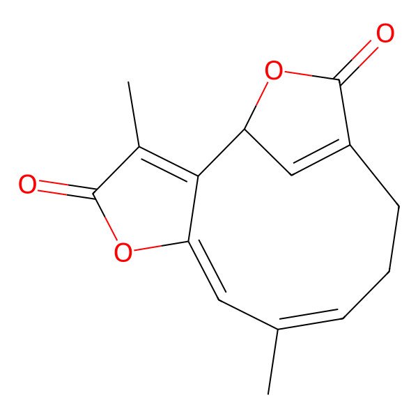 2D Structure of (1R)-3,8-dimethyl-5,14-dioxatricyclo[10.2.1.02,6]pentadeca-2,6,8,12(15)-tetraene-4,13-dione