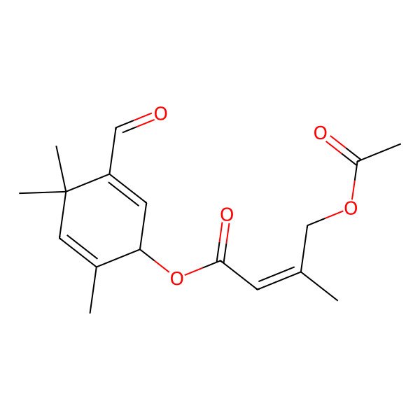 2D Structure of [(1R)-5-formyl-2,4,4-trimethylcyclohexa-2,5-dien-1-yl] (E)-4-acetyloxy-3-methylbut-2-enoate