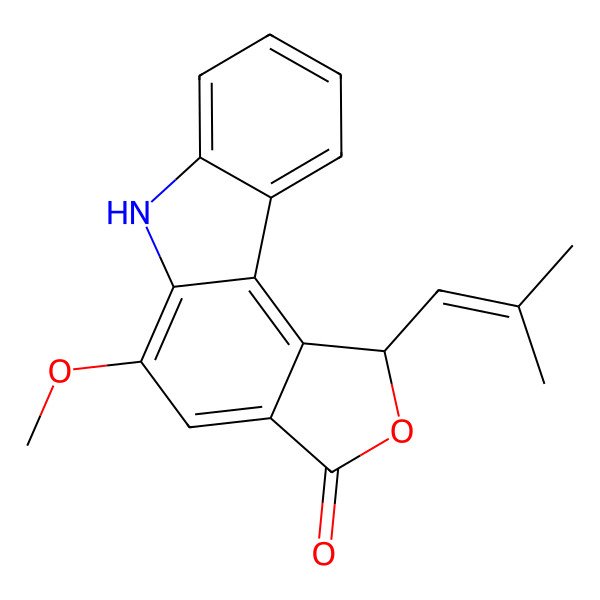 2D Structure of (1R)-5-methoxy-1-(2-methylprop-1-enyl)-1,6-dihydrofuro[3,4-c]carbazol-3-one