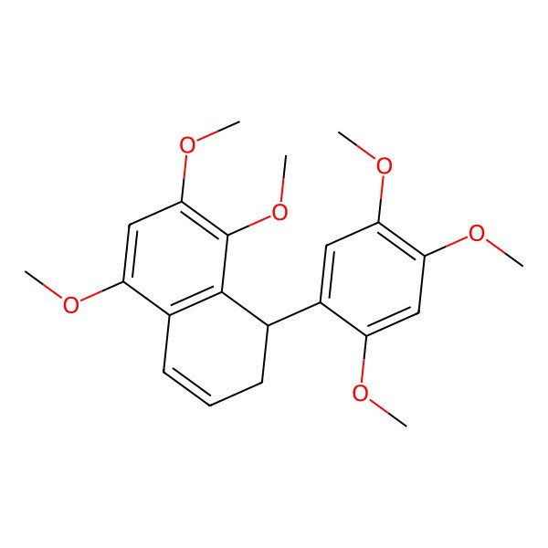2D Structure of (1R)-5,7,8-trimethoxy-1-(2,4,5-trimethoxyphenyl)-1,2-dihydronaphthalene