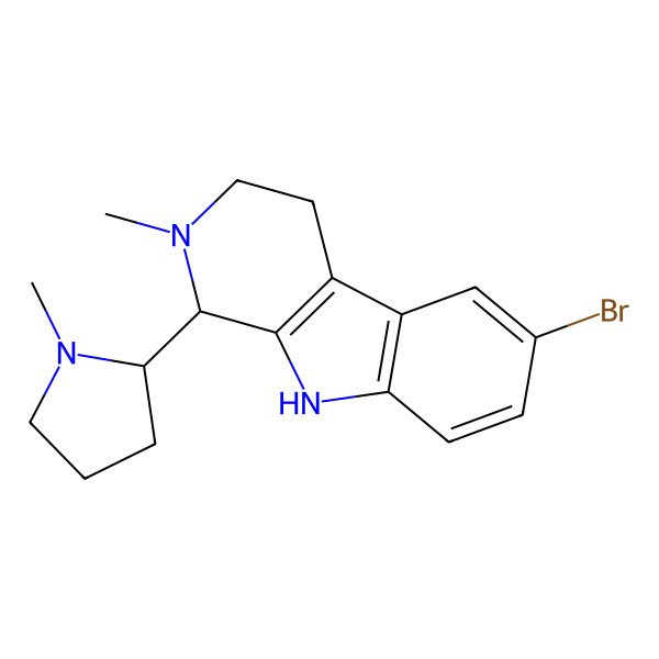 2D Structure of (1R)-6-bromo-2-methyl-1-[(2S)-1-methylpyrrolidin-2-yl]-1,3,4,9-tetrahydropyrido[3,4-b]indole