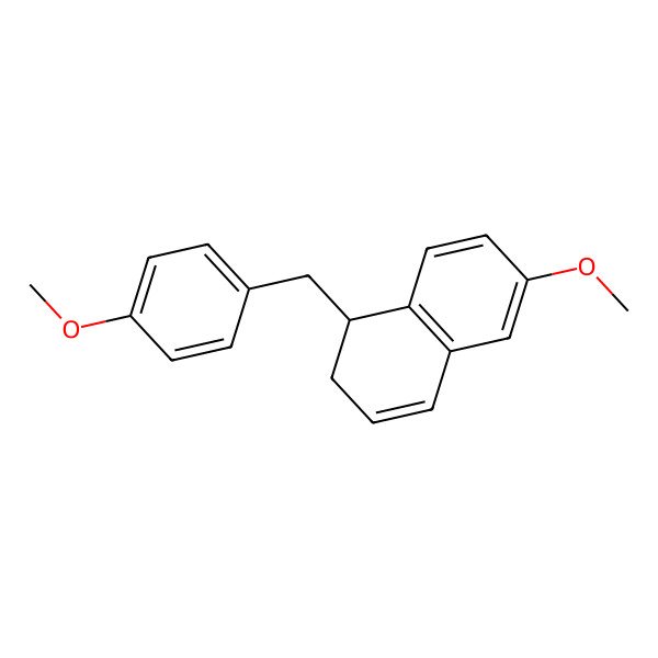 2D Structure of (1R)-6-methoxy-1-[(4-methoxyphenyl)methyl]-1,2-dihydronaphthalene