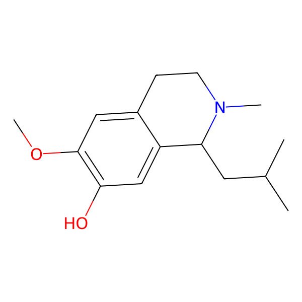 2D Structure of (1R)-6-methoxy-2-methyl-1-(2-methylpropyl)-3,4-dihydro-1H-isoquinolin-7-ol