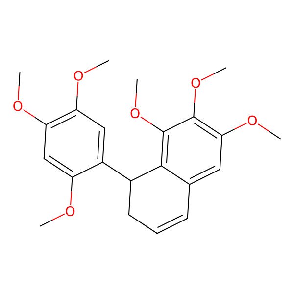 2D Structure of (1R)-6,7,8-trimethoxy-1-(2,4,5-trimethoxyphenyl)-1,2-dihydronaphthalene