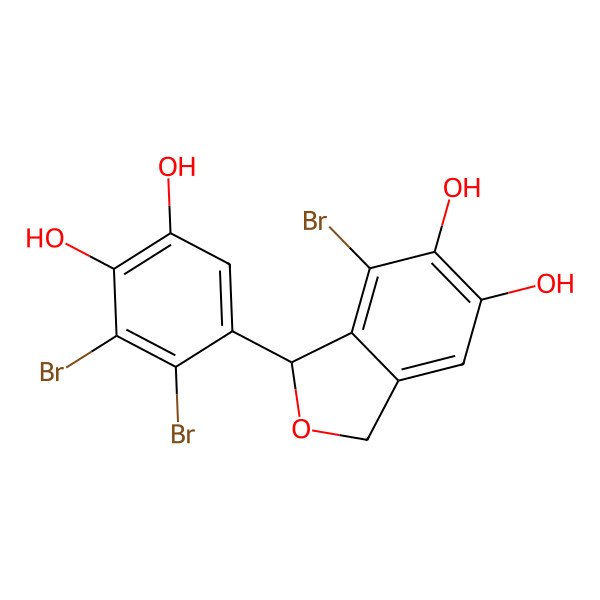 2D Structure of (1R)-7-bromo-1-(2,3-dibromo-4,5-dihydroxyphenyl)-1,3-dihydro-2-benzofuran-5,6-diol