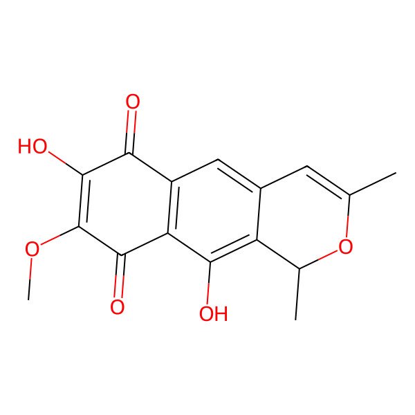 2D Structure of (1R)-7,10-dihydroxy-8-methoxy-1,3-dimethyl-1H-benzo[g]isochromene-6,9-dione