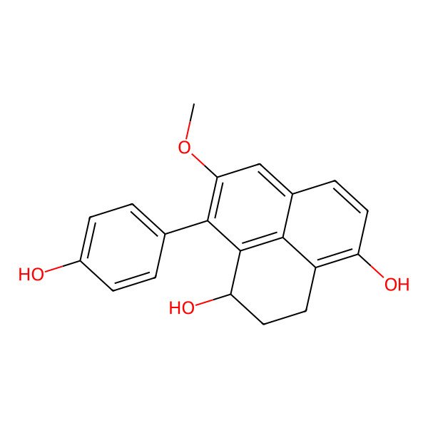 2D Structure of (1R)-9-(4-hydroxyphenyl)-8-methoxy-2,3-dihydro-1H-phenalene-1,4-diol